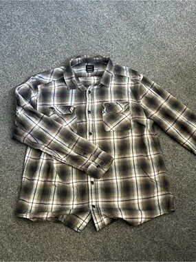 RVCA Plaid Button-Down Shirt, 100% Cotton, XL